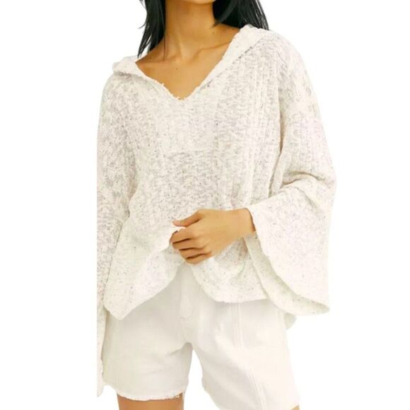 Free People Baja Babe Hacci Hooded Knit Sweater Womens Size Small Oversized - Picture 3 of 13